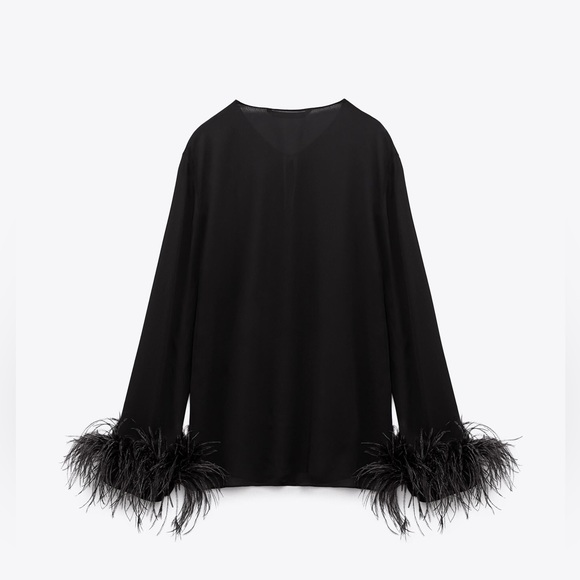 ZARA TOP WITH FEATHERS - Picture 8 of 8